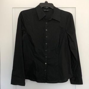 Black tuxedo front black button front 100% cotton shirt